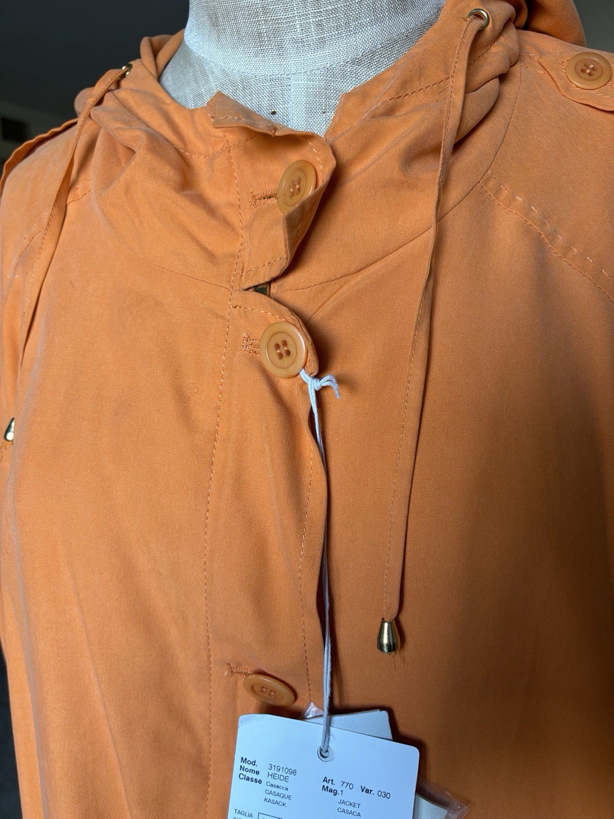 NEW Marina Rinaldi Orange Heide Hood 100percent SILK Rain Coat Jacket NWT $720 image 5