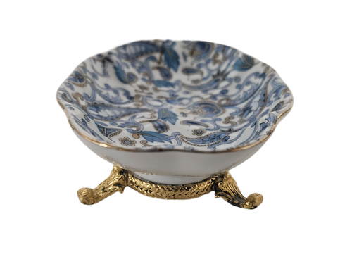 Lefton China Blue Paisley Gold Footed Soap Dish - Picture 3 of 7