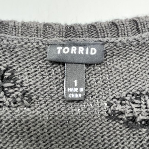 Torrid Distressed Gray Knit \u0026 Black Cat 