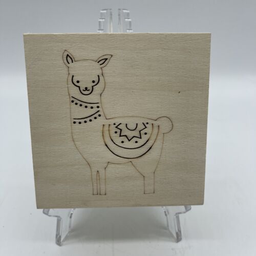 Wooden Box with Engraved Llama 3¾"x 3¾"x 2¼" 296705 2105 - Picture 1 of 5