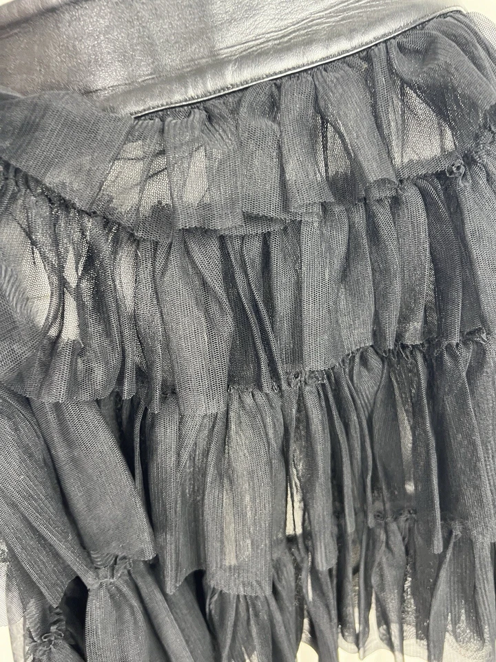 Винтажная черная тюлевая кожаная мини-юбка Dolce & Gabbana D&G S - Изображение 3 из 4