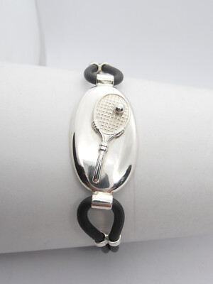 Cozzi Gioielli Tennis Racket Bracelet in 925 Silver and Rubber Unisex