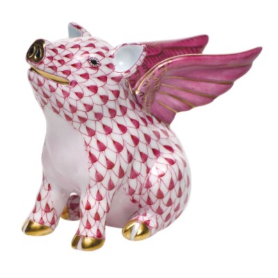 HEREND,  WHEN PIGS FLY,  PINK  FISHNET #VHP-15299, BRAND NEW,  MINT & BOX!