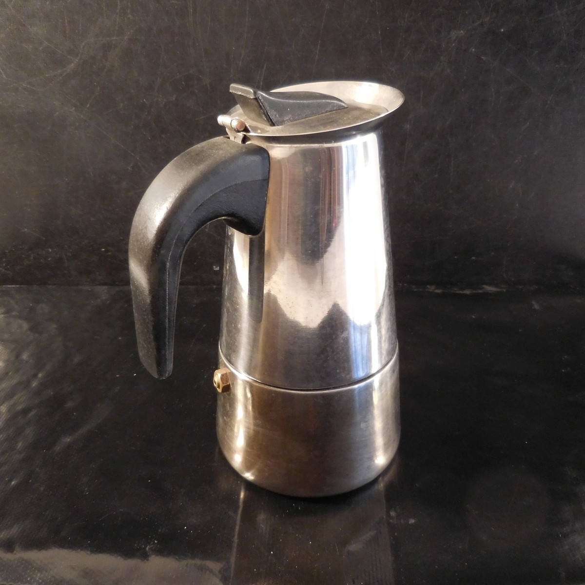 Cafetière italienne métal inox Art Déco Design vintage XXe PN