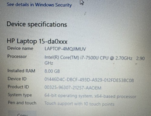 HP Laptop 15-DA0086OD Touchscreen(1TB, Intel Core i7-7500, 2.7GHz) OEM Charger - Picture 4 of 10