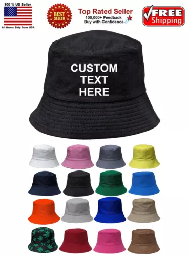 Personalized Text Embroidered Unisex Bucket Hat, Custom Text, Unisex One Size