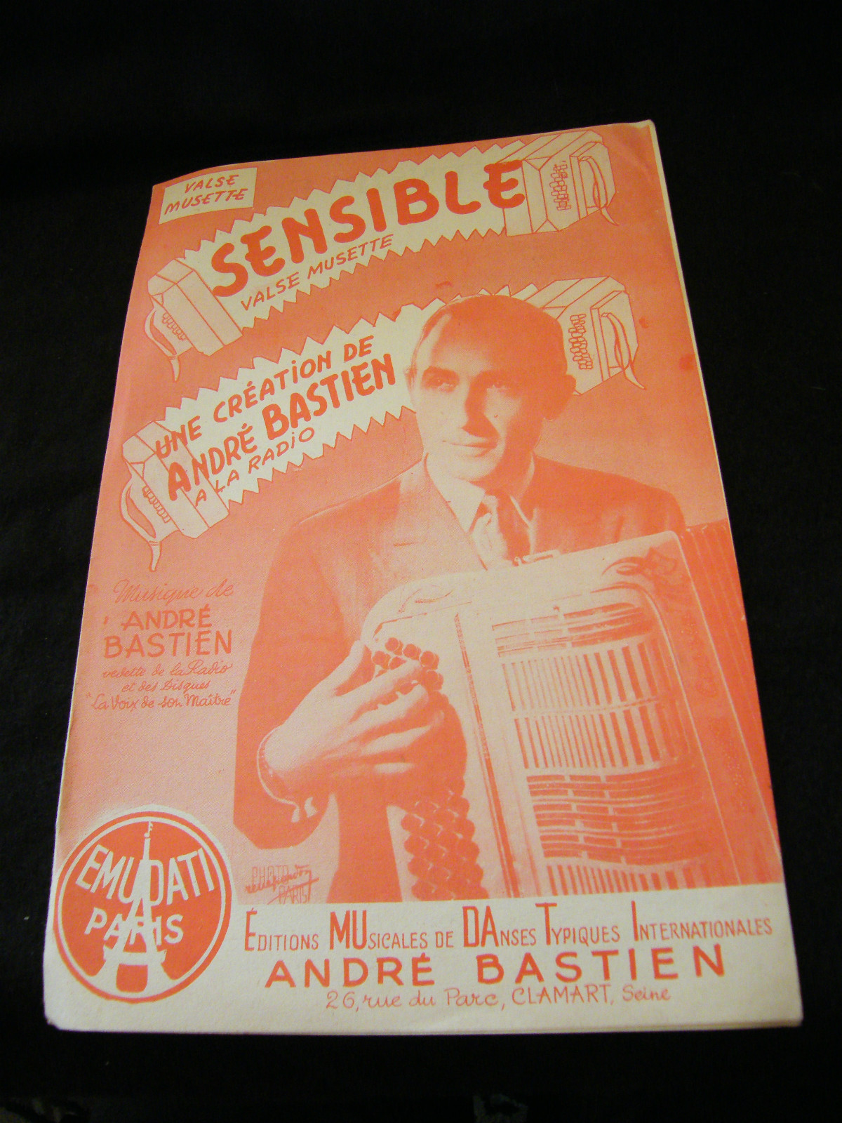 Sensible Partition André Bastien Valse Musette Music Sheet