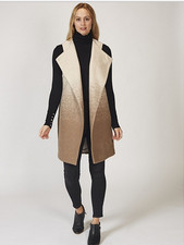 Marlawynne Stipple Ombre Wool Mix Vest/gilet/sleeveless Jacket Size Small Latte