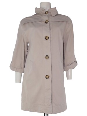 Stahl Trenchcoat Jacke Damen Beige Größe 42 3/4 Arm Made In Italy Mode