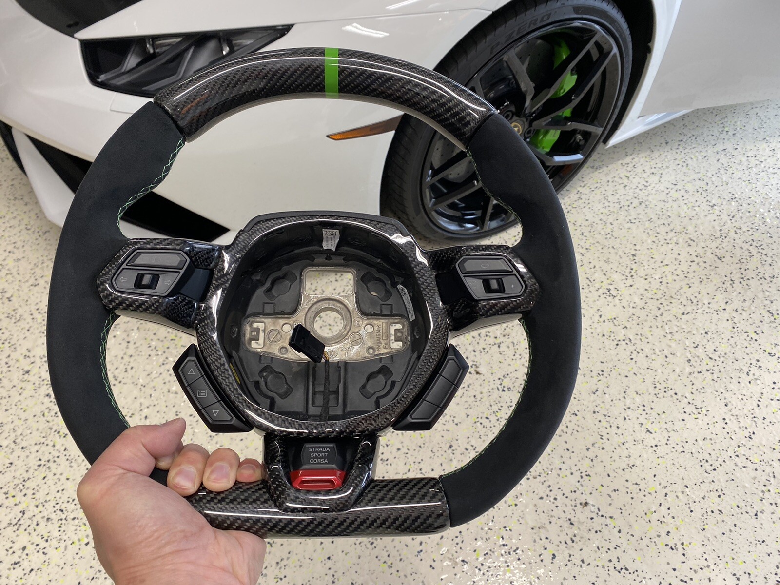 Lamborghini Bespoke Huracan Carbon Fiber Steering Wheel with Premium Leathers