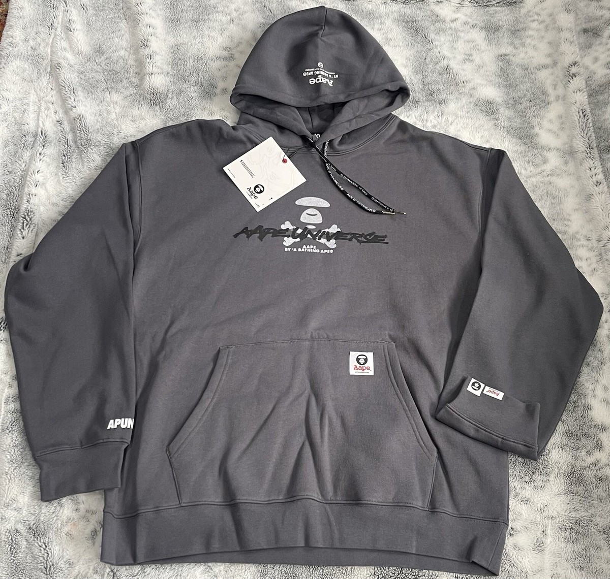 Size XL Aape by *A Bathing Ape Hooded Sweater Gray M3817XXH | eBay