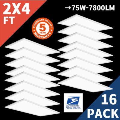 2x4FT LED Flat Panel Light,75W 5000K LED Drop Ceiling Troffer Light,16PACK,ETL