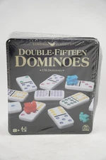New Damaged Tin Cardinal Classics Double-Fifteen Dominoes 136 Domino Game Set