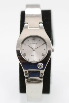 Fossil Watch Women Stainless Steel Silver Water Resist 50m Battery White Quartz