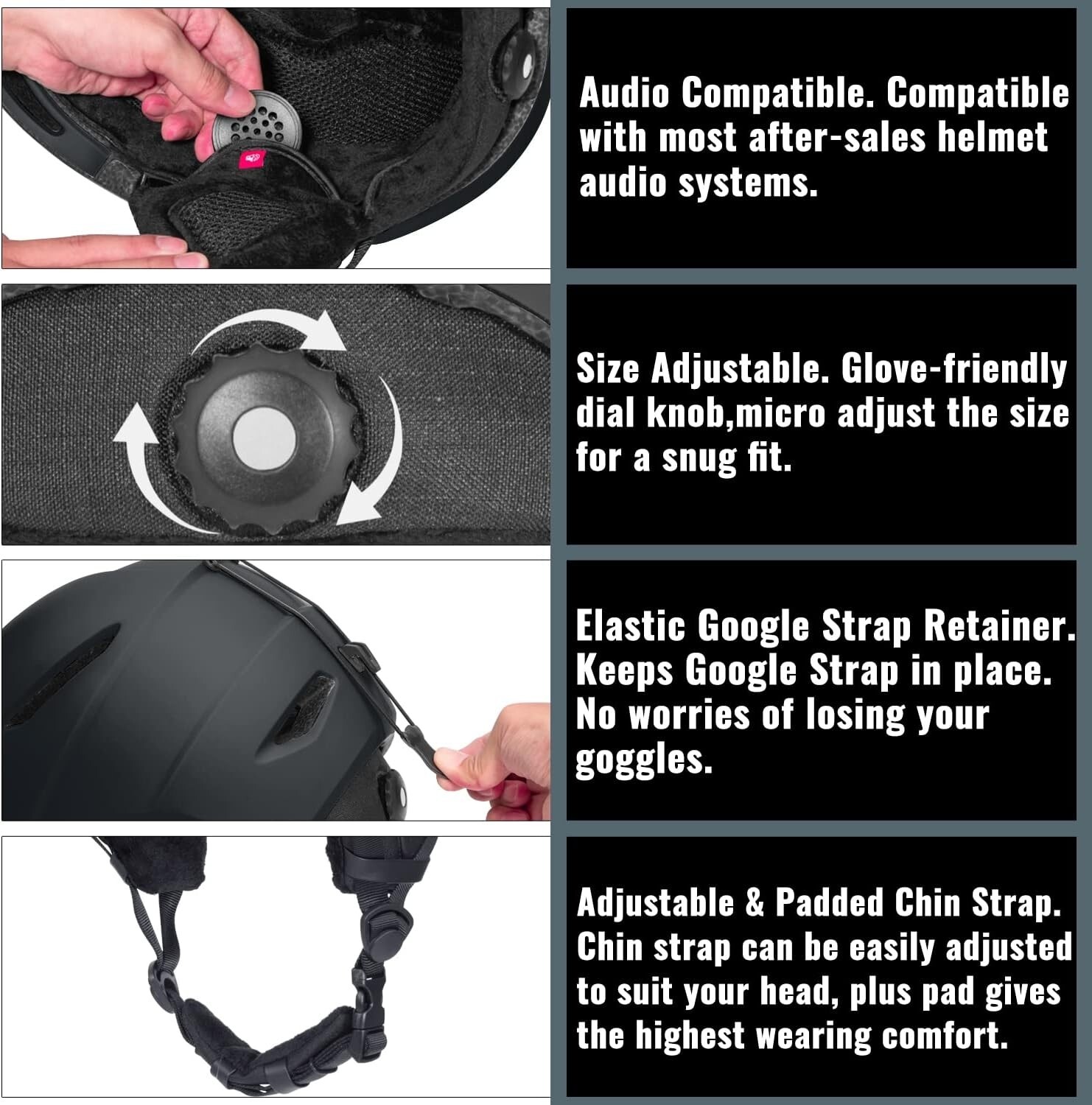 Ski Helmet, Snowboard Helmet Snow Sports Helmet, Audio Compatible and Lightwe...