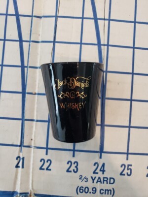 Jack Daniels Whiskey Gold Lettering on Black glass 2 1/4'' tall Box 8 ANS 001B