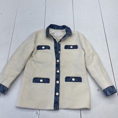 Sandro Chelby Ivory Contrast Denim Button Up Jacket Women's Size