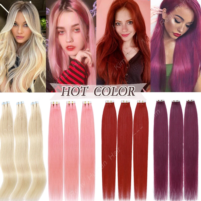 80 PIEZAS 200G Cinta Gruesa En Real Remy 100% Extensión Cabello Humano Cabeza Completa Trama Piel Foto 4 de 4