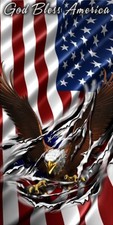 American flag eagle tear rip God Bless America Cornhole game decal wrap