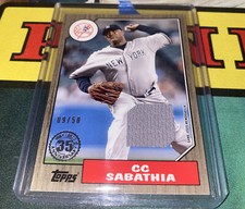 Topps Series One Baseball 1987 Style CC Sabathia Jersey Relic Gold SSP/50 Yankee