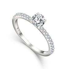 Sterling Silver 925 Simulated Diamond 5mm Solitaire Engagement Ring size J to S
