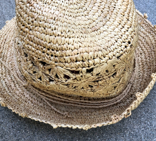 Women's 100% Raffia Fedora Hat Women's One Size Beige Lightweight Sun Cap - Picture 5 of 10