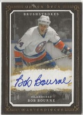 2008 2008-09 UD Masterpieces Brushstrokes Brown Auto #MBBB Bob Bourne Islanders