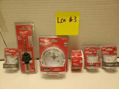 6pc Lot NEW Milwaukee Bi-Metal Hole Dozer Saws, Quick Change Arbor