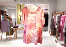 Catherine's Women's Top Blouse Pink Cut-Out Neckline Design Short Sleeve Size 2X