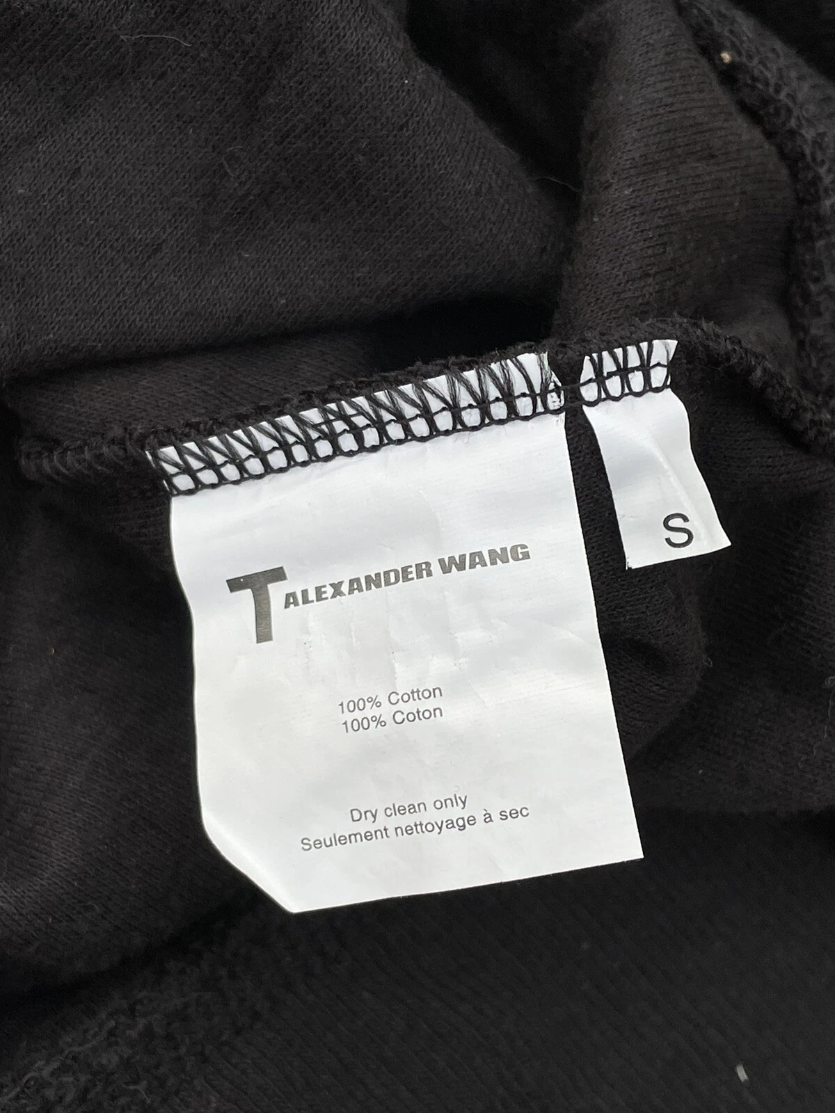 FELPA CON CAPPUCCIO T ALEXANDER WANG CAPE NERO PONCHO CAPPOTTO COTONE Taglia Small