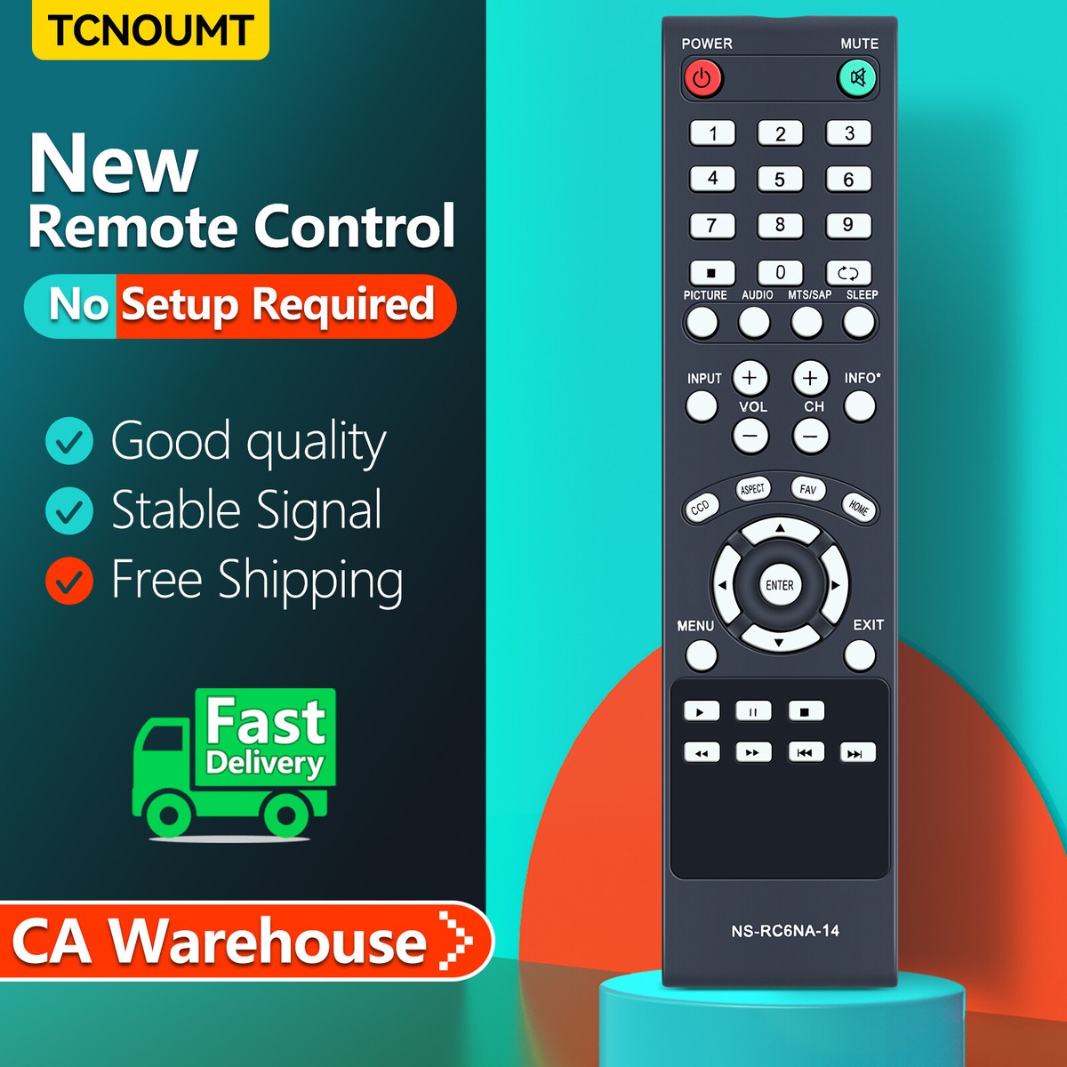 NS-RC6NA-14 Replacement Remote For Insignia TVs – NS-24E40SNA14, NS-32D20SNA14