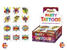 Kids Superhero Tattoos Childrens Party Bag Fillers Boys Temporary Tattoo
