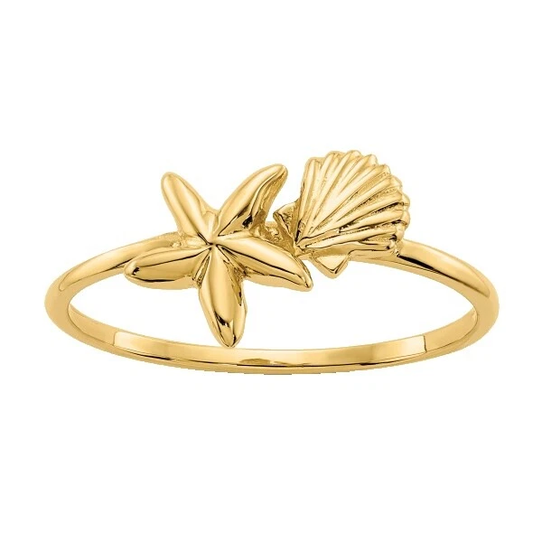 Shell Yellow Gold Plated Fashion Rings