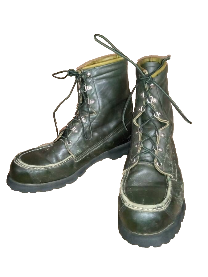 Vintage BROWNING Kangaroo Leather HUNTING BOOTS Green MOC TOE 11 1/2D