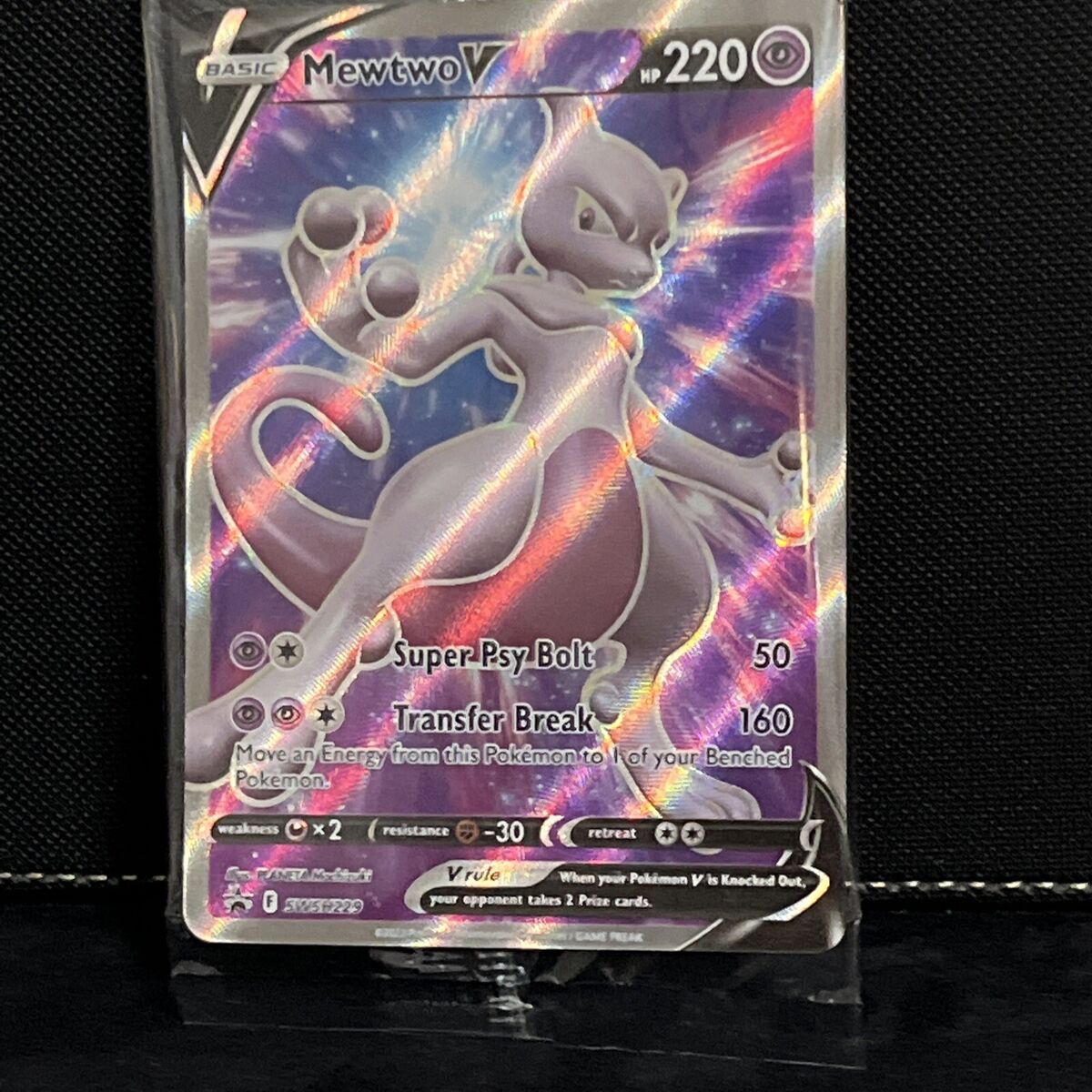 Pokemon TCG - Mewtwo V - SWSH Black Star Promo - Holo Full Art Card - SWSH  229