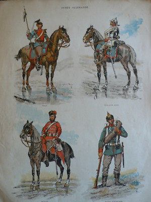 Militärstich: Russland: Deutsche Kavellerie und Infanterie