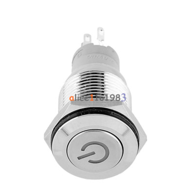 Self  Return Reset Switch Blue LED Logo Push Button Switch 16mm 5pin 12V Led