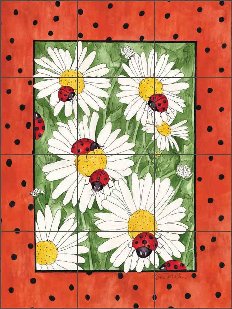 Ladybug Tile Backsplash Sara Mullen Daisy Flower Art Ceramic Mural