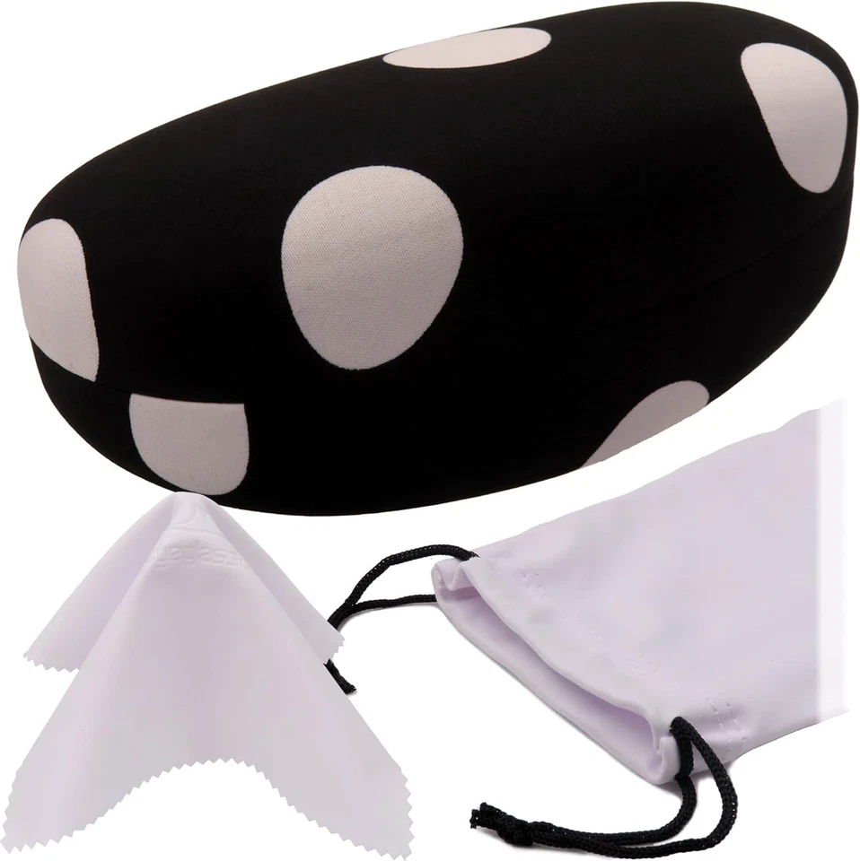 Estuche rígido para gafas de sol de ajuste universal en elegantes lunares - Ideal para monturas grandes Foto 3 de 4