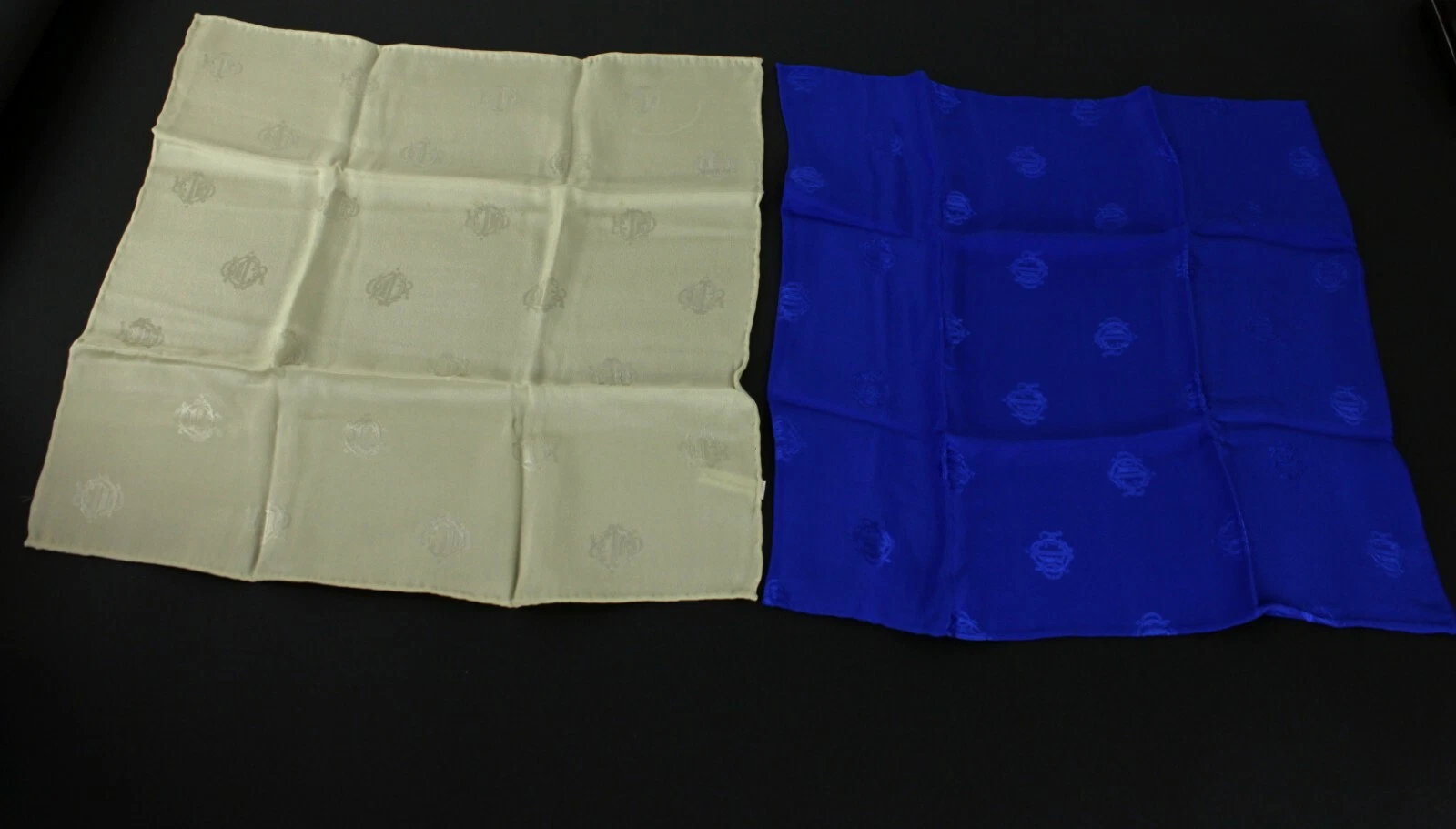 Christian Dior Mini Handkerchief Blue & Beige Sets Women Accessories 35 CM Good