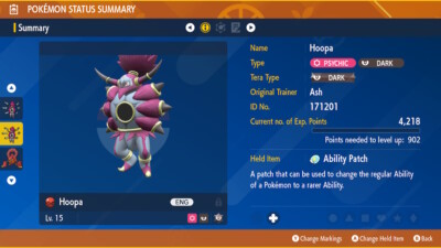 Shiny Alpha Hoopa 6IV EV Trained – Custom OT For Pokemon Scarlet & Violet On Switch