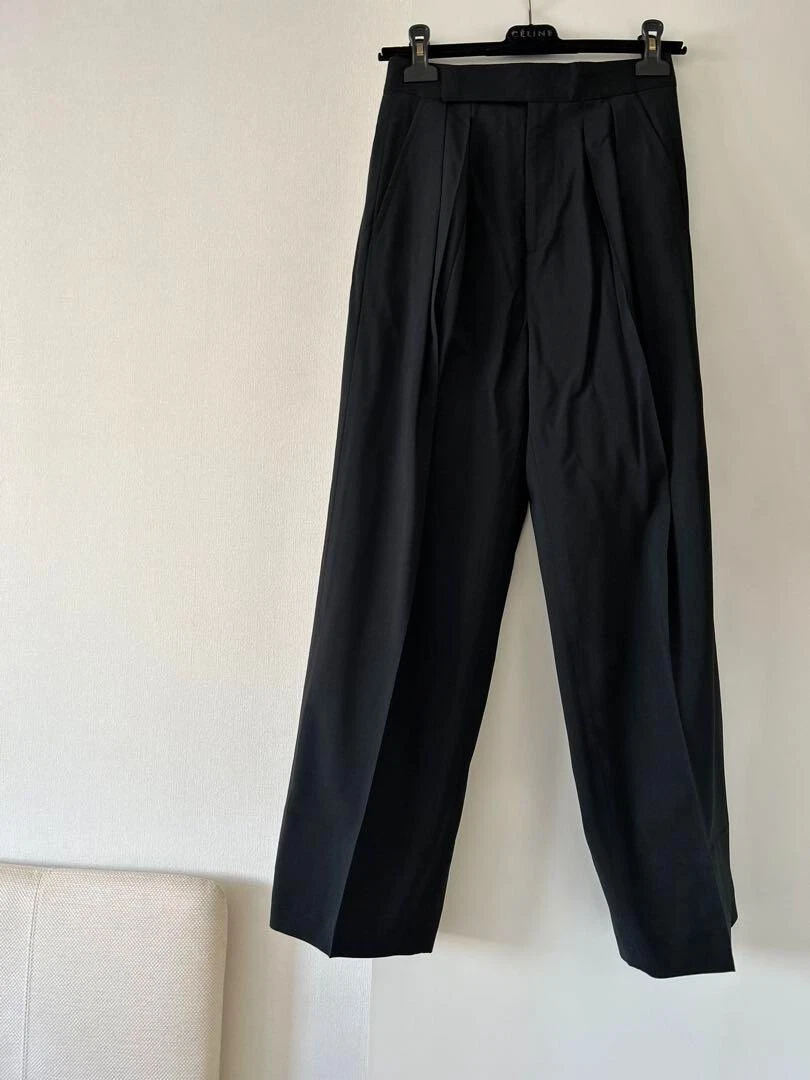 Pantaloni donna Celine roll up tuck fondo Phoebe nero check rosso donna taglia 34!