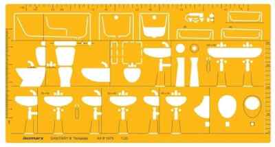 Isomars Sanitary Design Template Stencil Scale 1:20-292 x 105mm