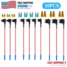10pc 12V Car Add-a-Circuit Fuse Adapter w/ Standard & Mini Tap Blade Fuse Holder