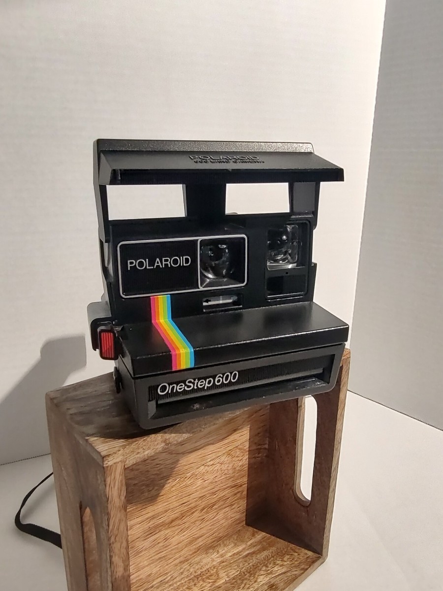 Vintage Polaroid One Step 600 Instant Film Land Camera Black Rainbow stripe