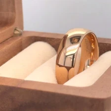 High Polished Engraved Band Rose Gold Tungsten Men Thanksgiving Present Ring