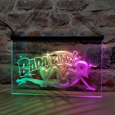 Bada Bing Sexy Nude Girl Exotisches LED Neonlicht Schild mit Bunt Fließend