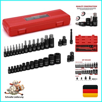 32-Piece Torx Bit Socket and Female External Socket Set, 14 Star Bits T8- T70...