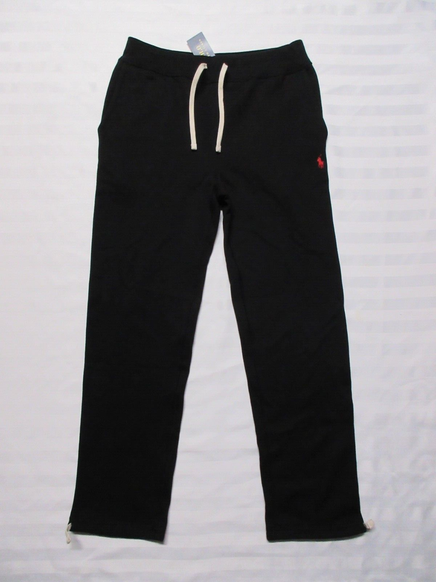 POLO RALPH LAUREN Men's Black String-Hem Jogger Fleece Sweat POLO RALPH LAUREN Men's Black String-Hem Jogger Fleece Sweat