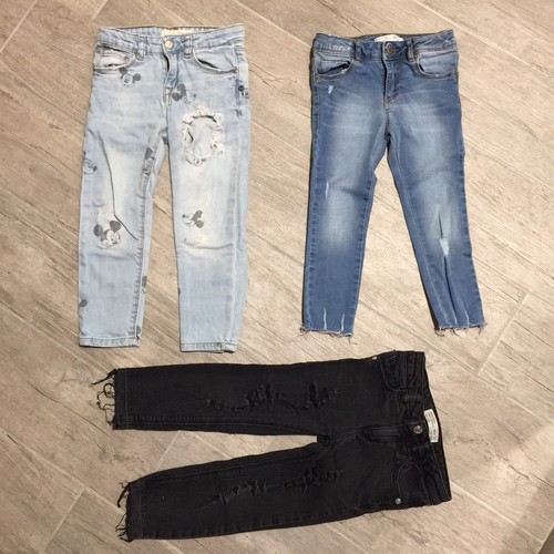 3 X Jeans ZARA Girls Bambina 4 Anni 104cm Strappato Topolino/Nero/Liscio |  eBay